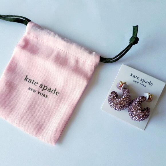 NWT Kate Spade adore ables amethyst pavé bejewelled earrings - Picture 4 of 8